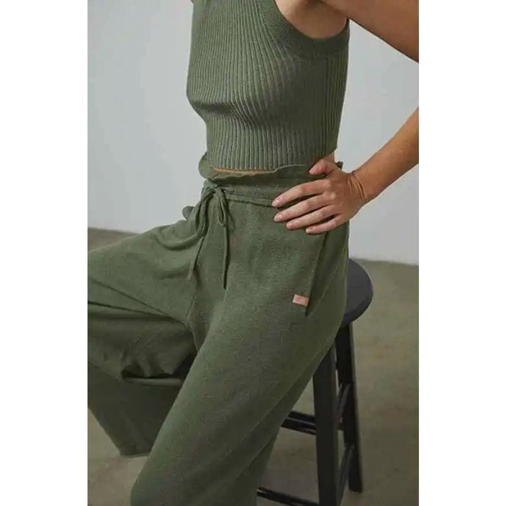 Lunya Cozy Cotton Silk Relaxed Ankle Pant Humble Green Size L - Picture 2 of 8